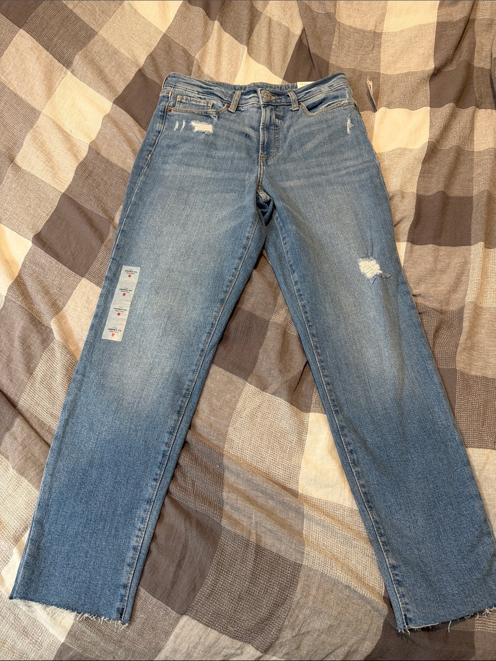 NWT Old Navy Women’s 8 O.G. Straight High Rise Distressed Ankle Jeans